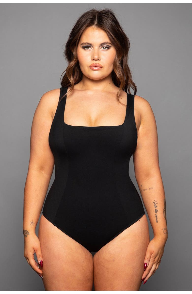 TA3 Mega Sculpting Square Neck One-Piece Swimsuit, Alternate, color, Black