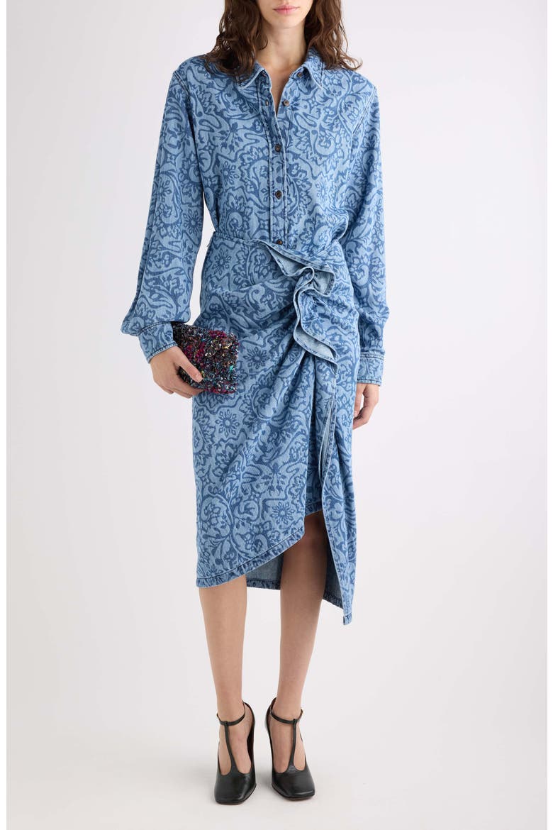 Cheers Lasered Denim Shirt, Alternate, color, BLUE