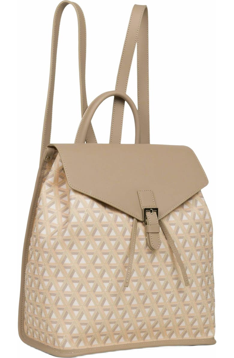 Lancaster Backpack with Flap and Snap Closure Ikon, Alternate, color, Beige