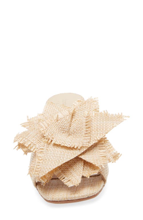 Chocolat Blu Flower Embellished Raffia Sandal In Natural Raffia