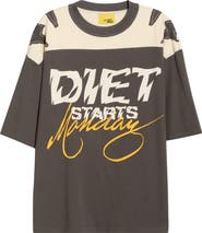 DIET STARTS MONDAY Yoke Cotton Graphic T-Shirt