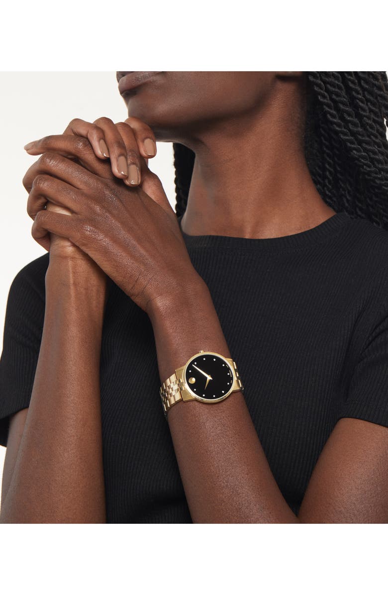 Movado Museum Diamond Classic Bracelet Watch, 40mm, Alternate, color, Gold