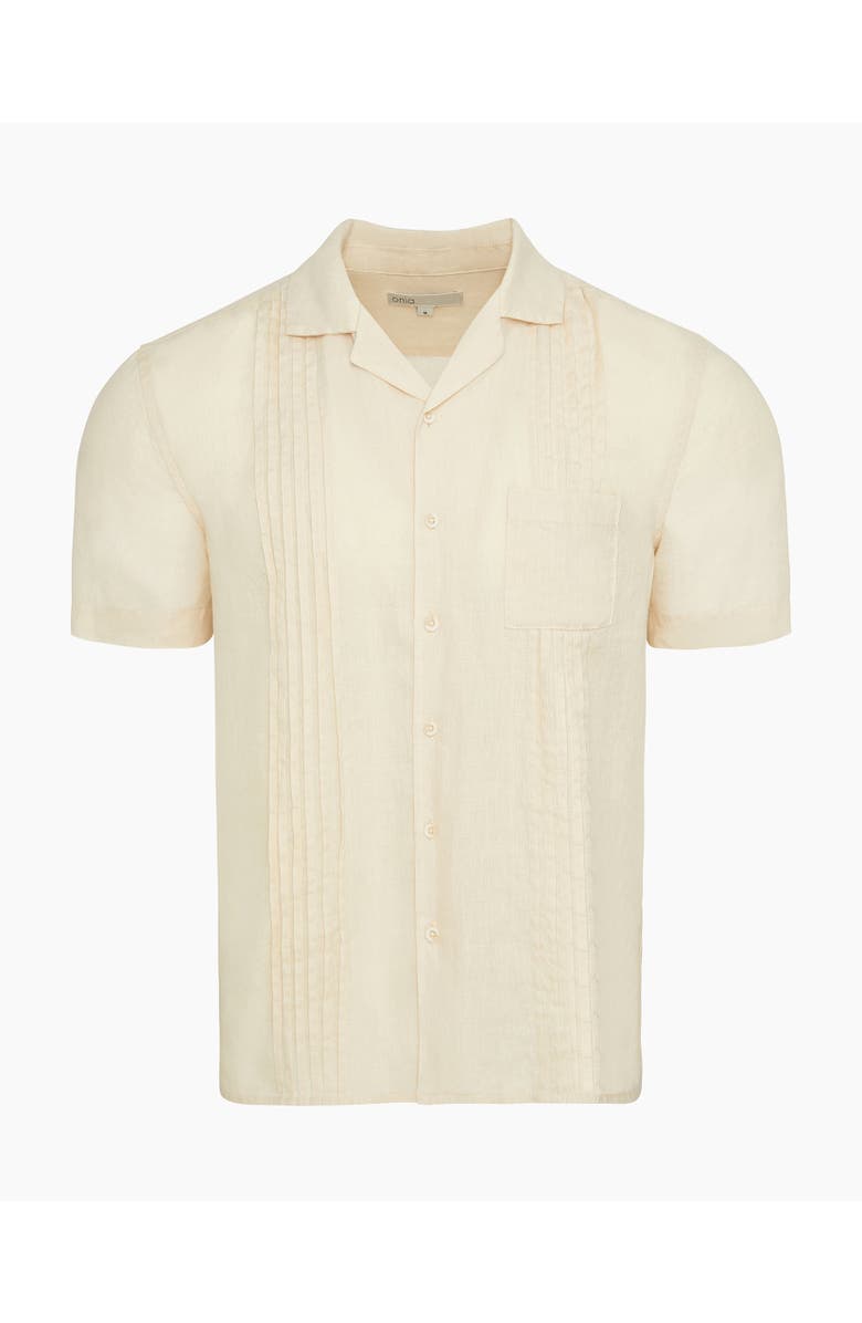 Onia Linen Pintuck Camp Shirt, Alternate, color, Natural