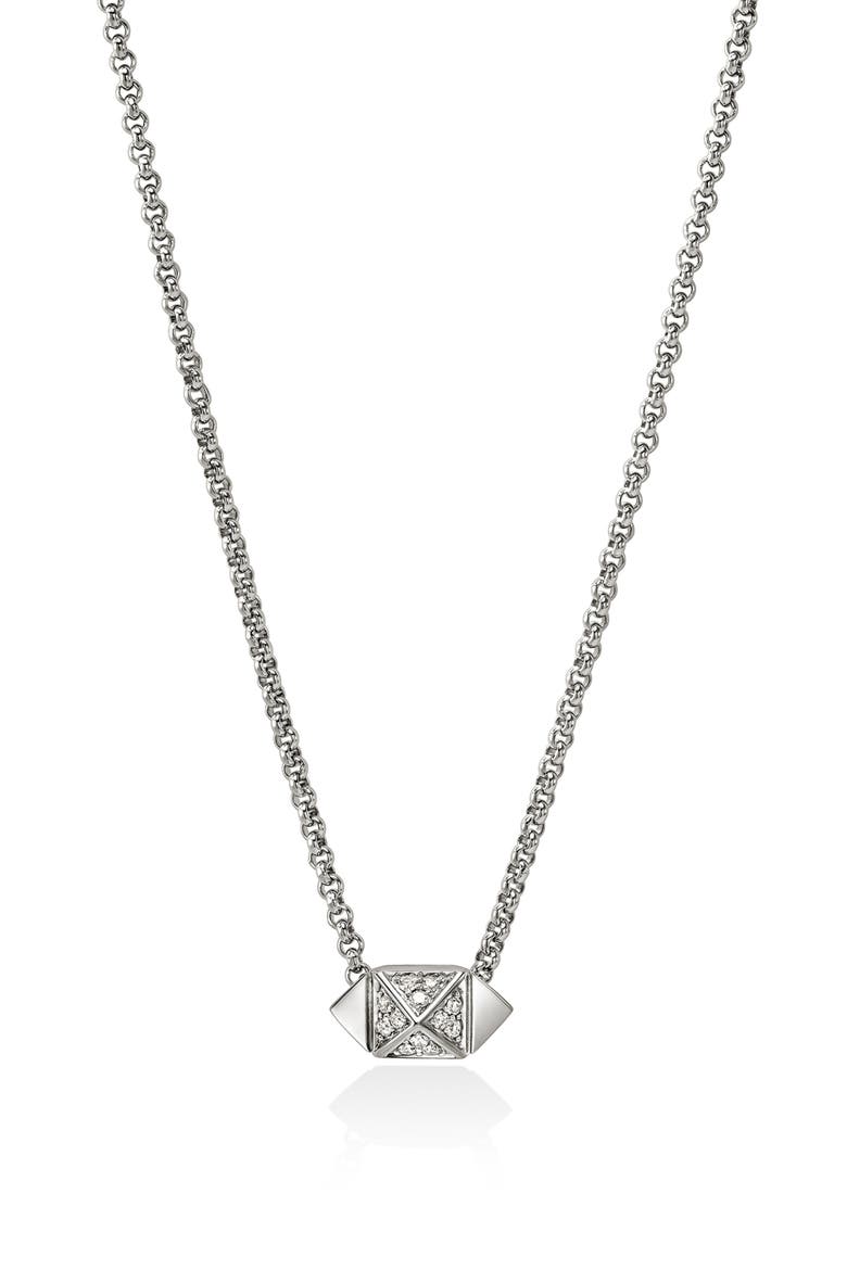 Icon Stud Pavé Diamond Pendant Necklace, Main, color, SILVER