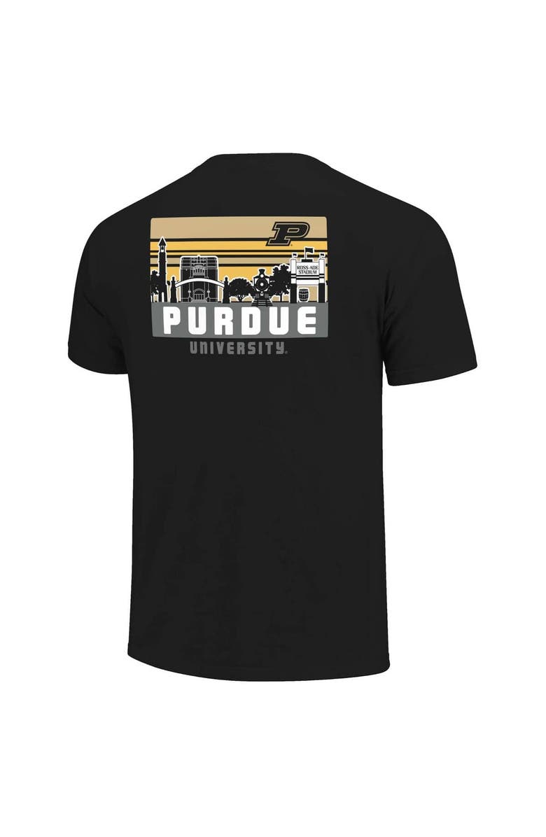 IMAGE ONE Men's Black Purdue Boilermakers Striped Campus Skyline T-Shirt, Alternate, color, 