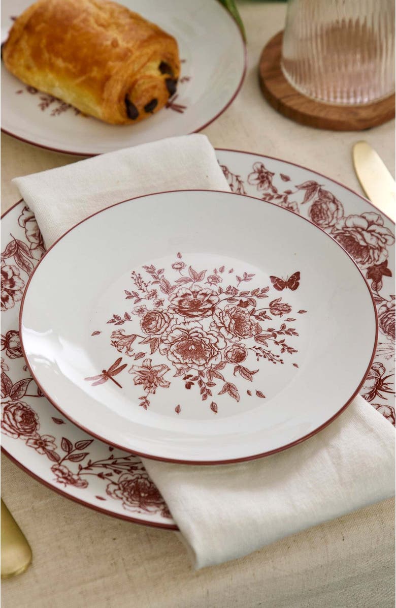 Stone Lain Esme Porcelain 12-Piece Dinnerware Set, Alternate, color, Red