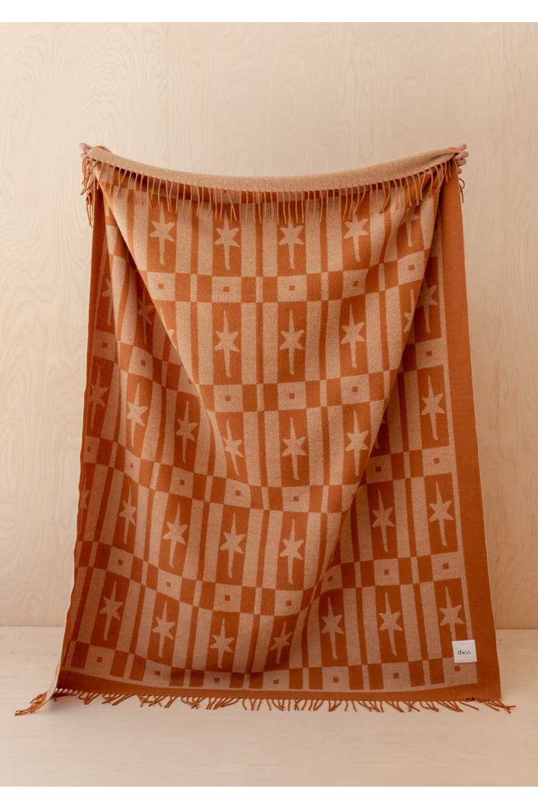 Lambswool Jaquard Throw Blanket, Alternate, color, Almond Celestial Tile