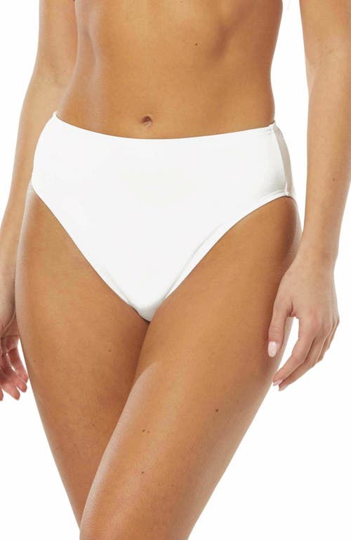 Carmen Marc Valvo Solid High Waist Bikini Bottom in White 
