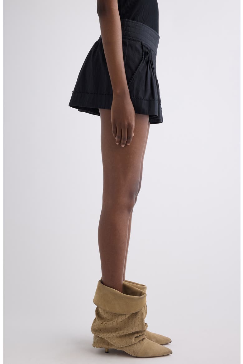 Cybila Cotton Pintuck Shorts, Alternate, color, BLACK