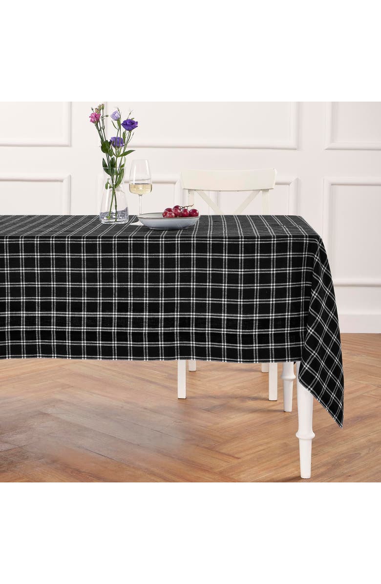Solino Home Linen Table Throw - Marseille Plaid, 52" x 52" Inch, Main, color, Black