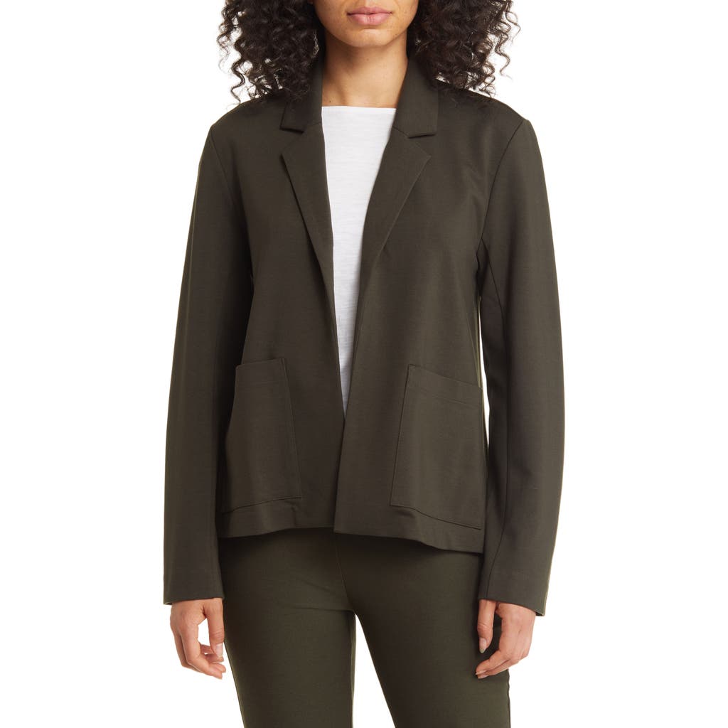 Eileen Fisher Notched Lapel Ponte Blazer In Multi