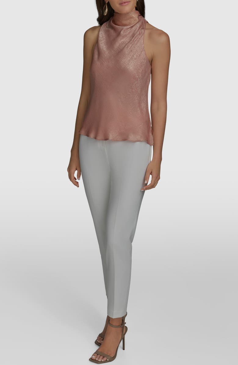 Donna Karan New York Cowl Neck Sleeveless Mixed Media Top, Alternate, color,