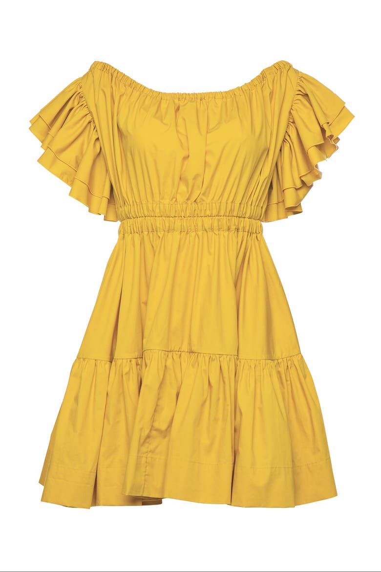 Ava Ruched Mini Dress in Mimosa, Main, color, Mimosa