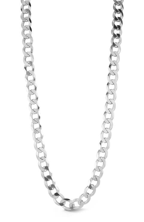 Men's Sterling Silver 9mm Curb Chain Necklace