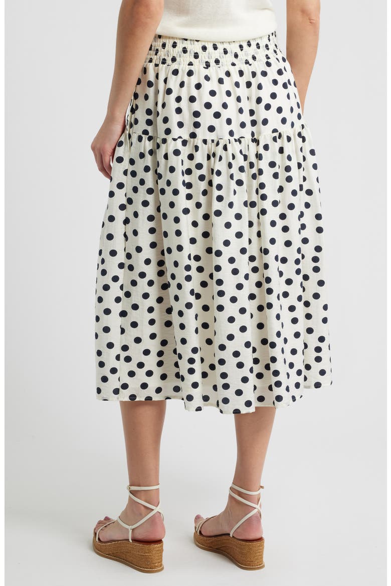 Tiered Print Midi Skirt, Alternate, color, IVORY- NAVY ANNIE DOT