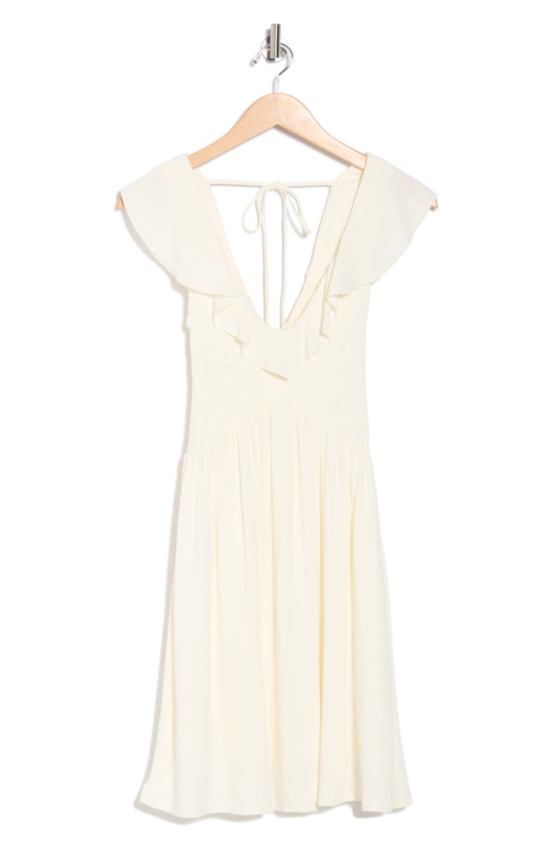 Topshop Stripe Ruffle Cotton Blend Minidress, Alternate, color, Ivory