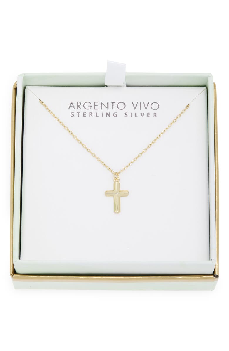 ARGENTO VIVO Carved Cross Necklace, Main, color, Gold
