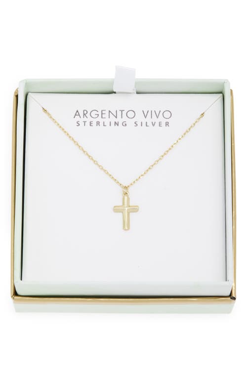 Argento Vivo Carved Cross Necklace In Gold