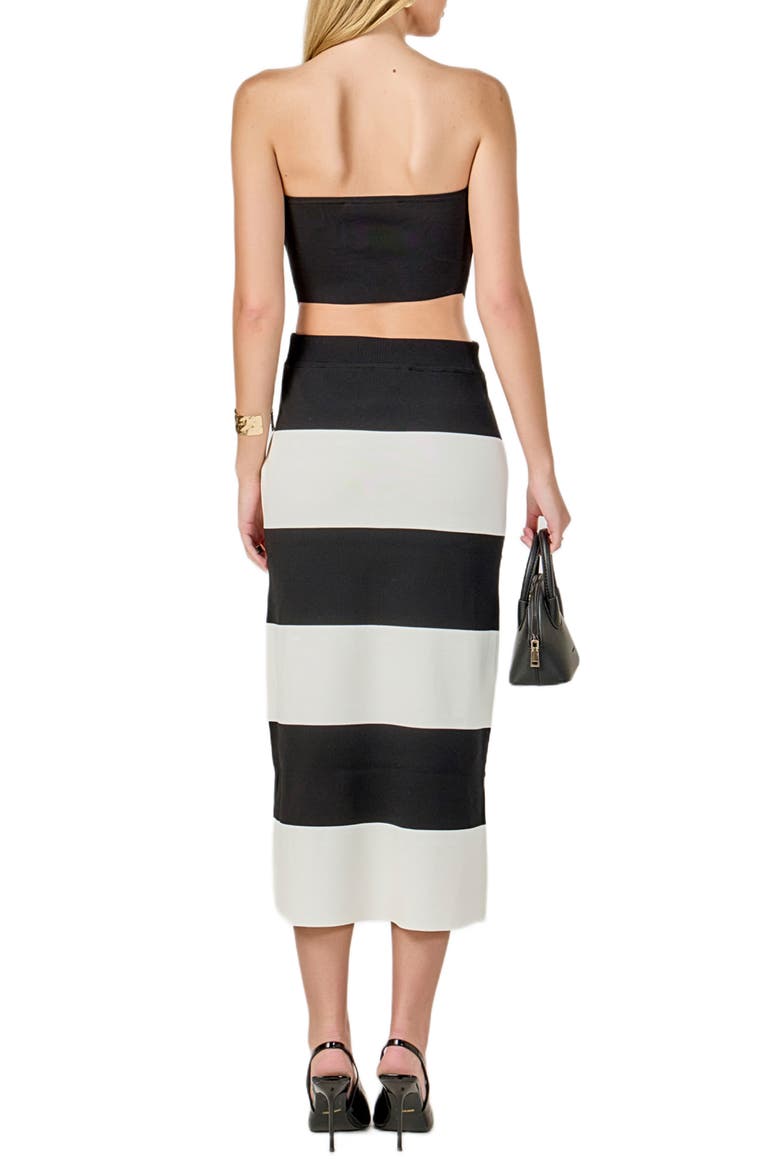 Strapless Top & Midi Skirt Set, Alternate, color, BLACK/ WHITE