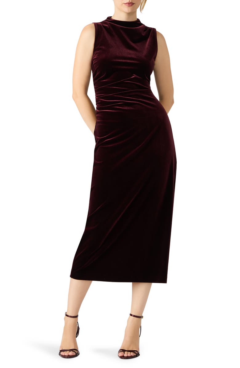 Steve Madden Mo Sleeveless Velvet Midi Dress, Main, color, Velvet Wine
