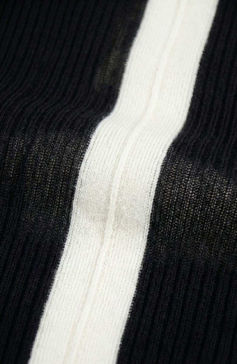 Modenaire Ribbed Knit Contrast Placket Midi Dress, Alternate, color, Black