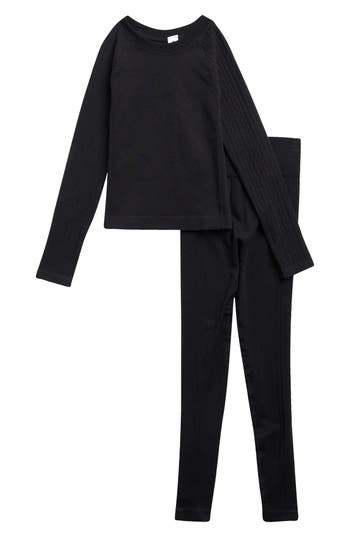 Yogalicious Kids' Starla Long Sleeve Top & Leggings Set In Black
