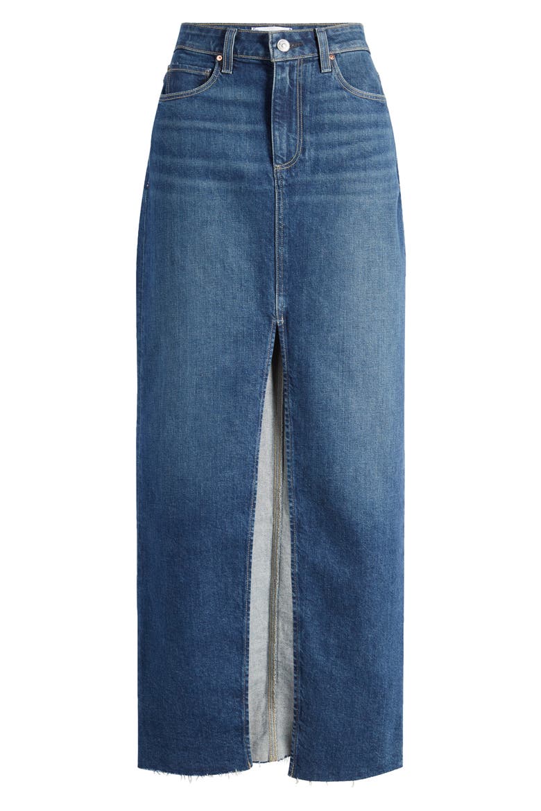 Angela Raw Hem Denim Maxi Skirt, Alternate, color, SKETCHBOOK