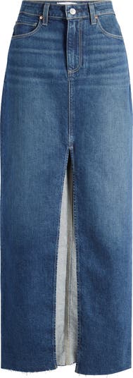 Angela Raw Hem Denim Maxi Skirt