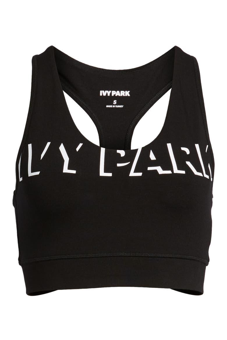 Shadow Logo Sports Bra, Alternate, color, BLACK