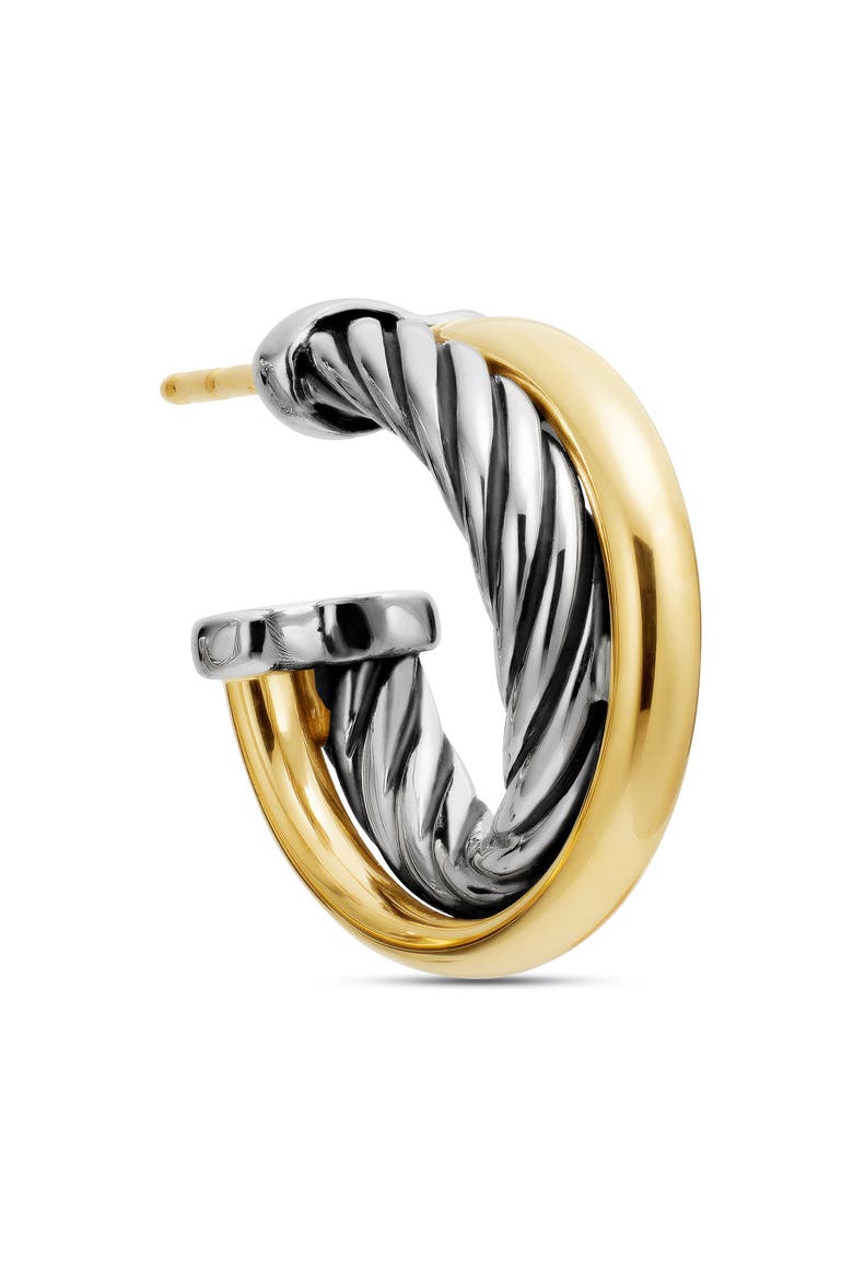 'Crossover' Extra-Small Hoop Earrings with Gold, Alternate, color, TWO TONE
