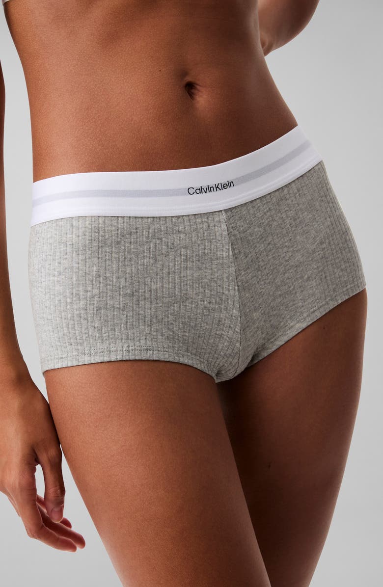 Calvin Klein Logo Rib Boyshorts, Alternate, color, 