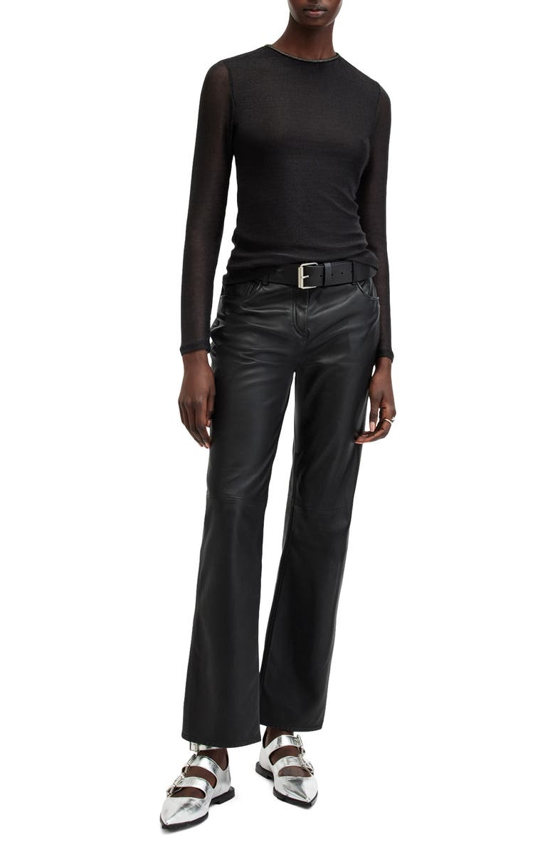 AllSaints Nora Sparkle Cotton Blend Top, Alternate, color, Black Shimmer