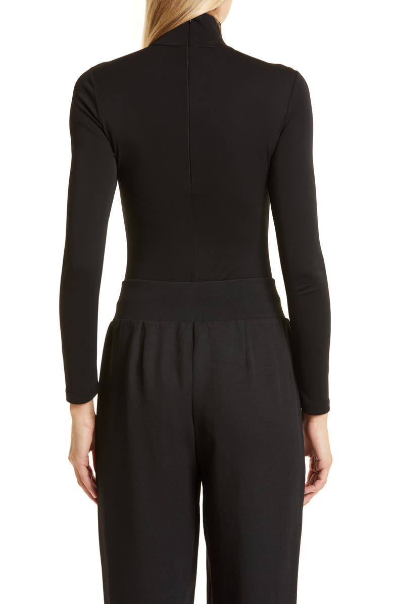 Donna Karan New York Mock Neck Long Sleeve Crepe Jersey Bodysuit, Alternate, color, 