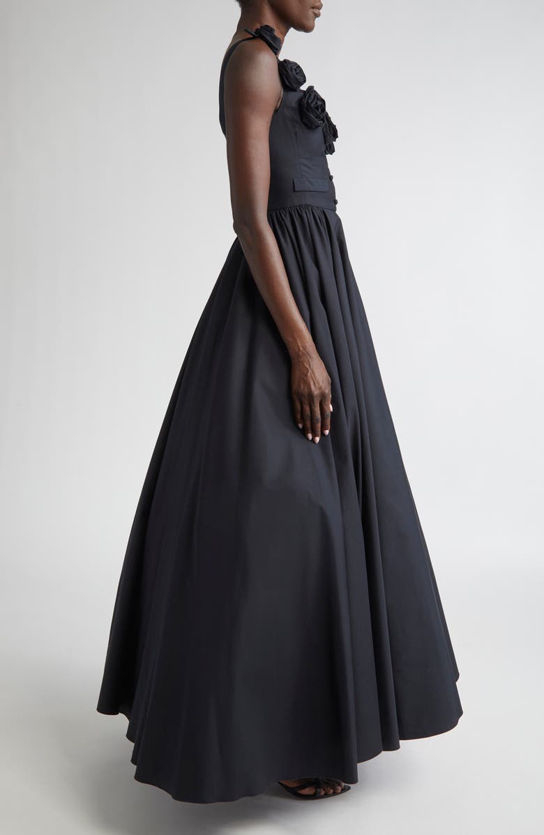 Giambattista Valli Rose Trim Fit & Flare Dress, Alternate, color, Black