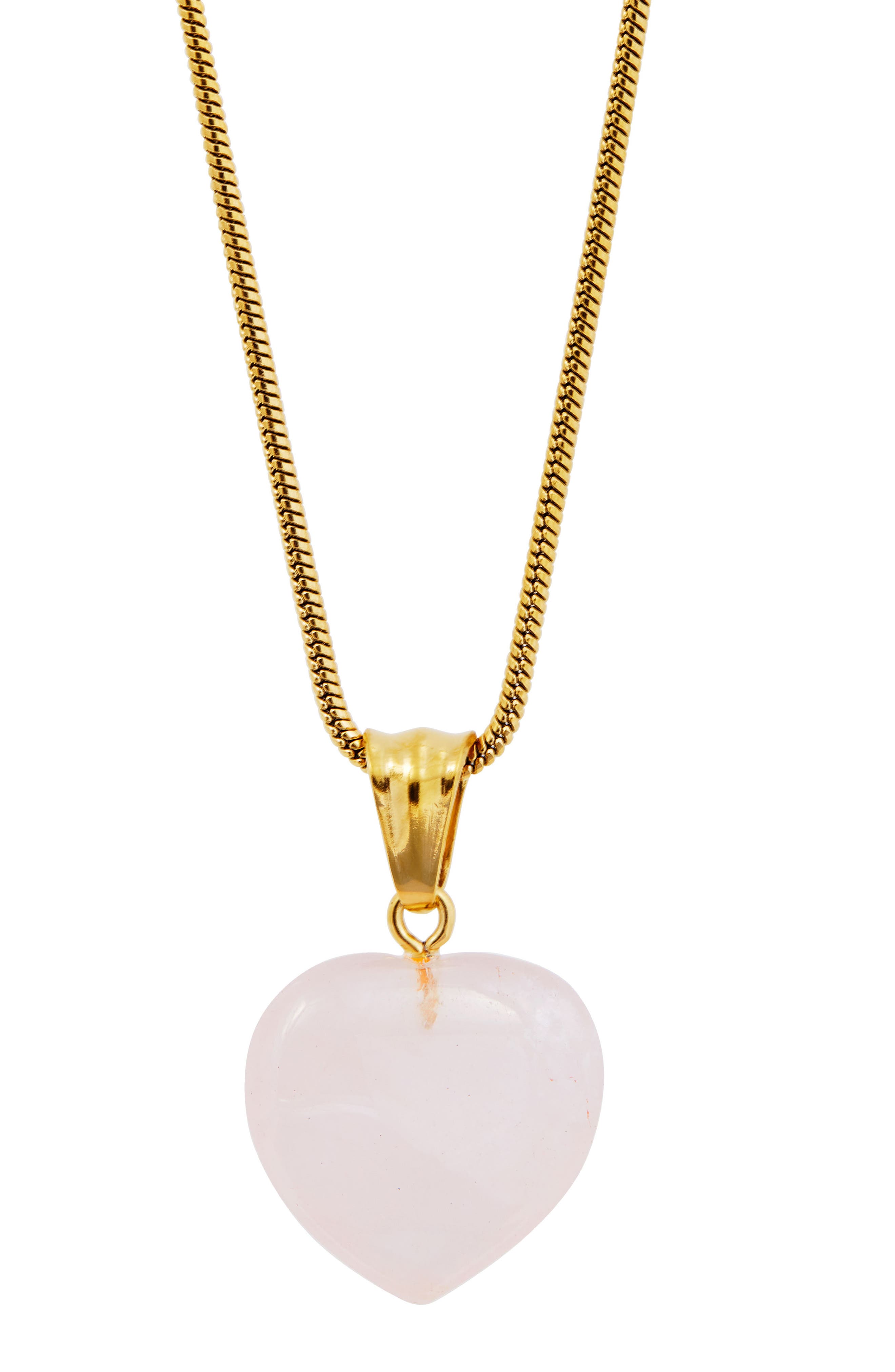 SAVVY CIE JEWELS Pink Quartz Heart Pendant Necklace