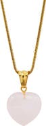 SAVVY CIE JEWELS Pink Quartz Heart Pendant Necklace