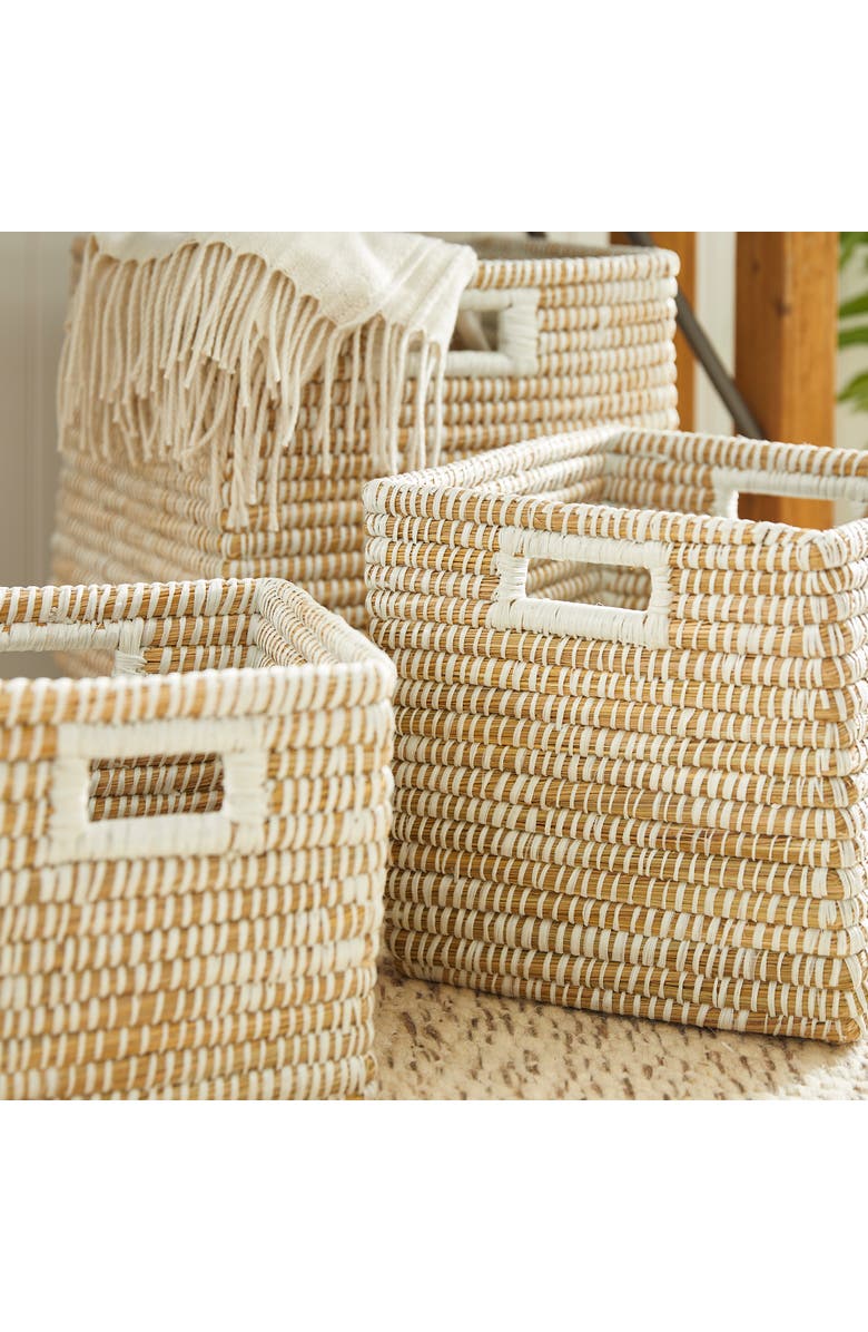 Napa Home & Garden Rivergrass Square Baskets With Handles Set of 3, Alternate, color, 