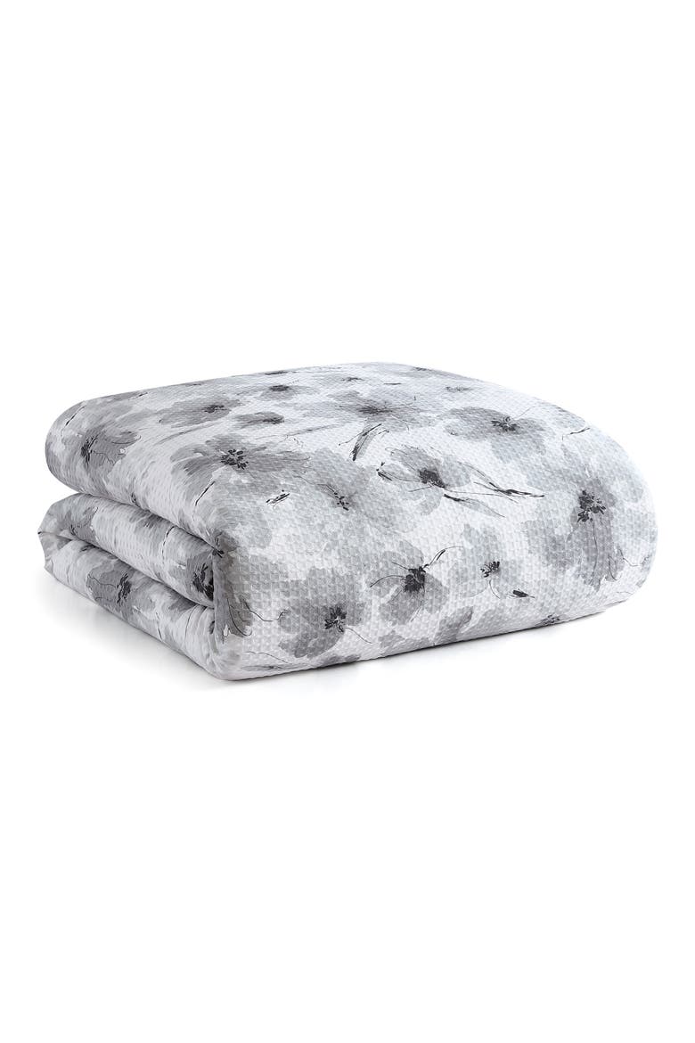 Modern Bloom Waffle Cotton Duvet & Sham Set, Main, color, GREY