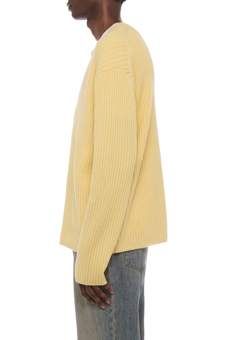 Ribbed Wool Cardigan, Alternate, color, SUNLIGHT