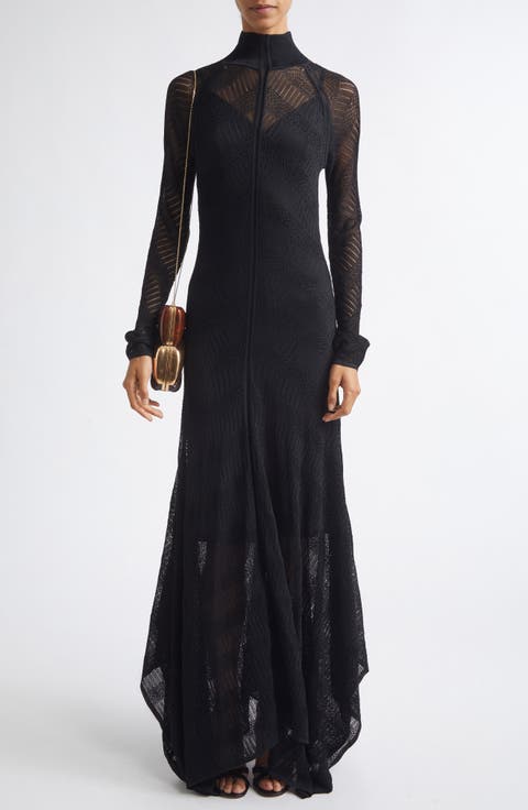 Valiant Long Sleeve Chevron Pointelle Sweater Dress
