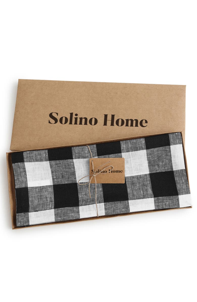 Solino Home Linen Table Runner for Dining Table, Holiday and Everyday Table Decor - Buffalo Check, Alternate, color, Black And White