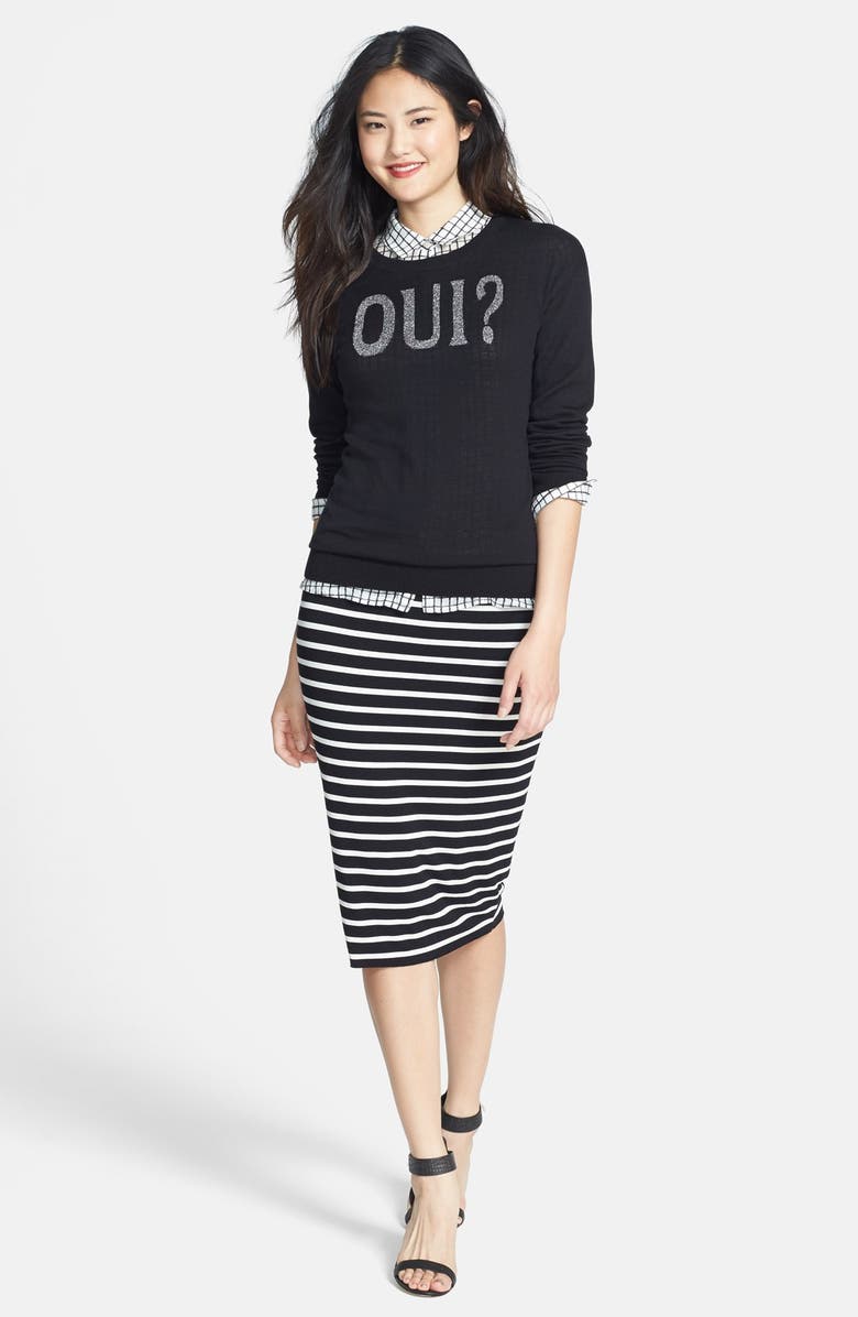 Halogen<sup>®</sup> Camo Front Zip Back Crewneck Sweater, Alternate, color, 