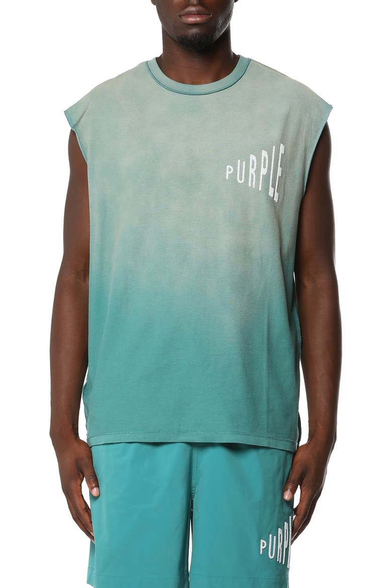 Distressed Sleeveless Graphic T-Shirt, Main, color, GREEN