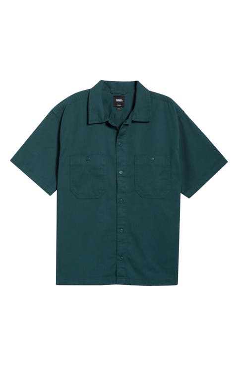 Larkspur Short Sleeve Cotton Button-Up Work Shirt