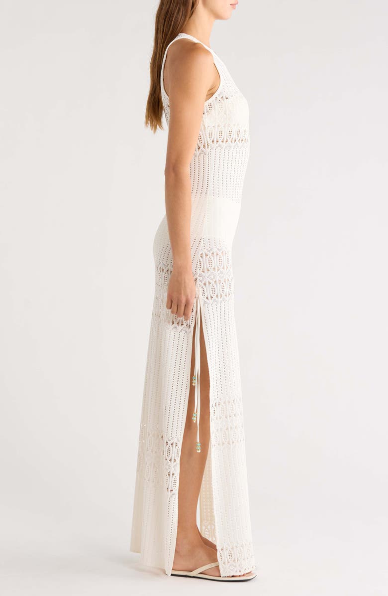 Cosita Linda Open Stitch Sleeveless Cover-Up Maxi Dress, Alternate, color, Natural