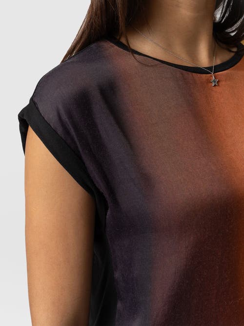 Saint + Sofia Turn Up Contrast Tee In Orange