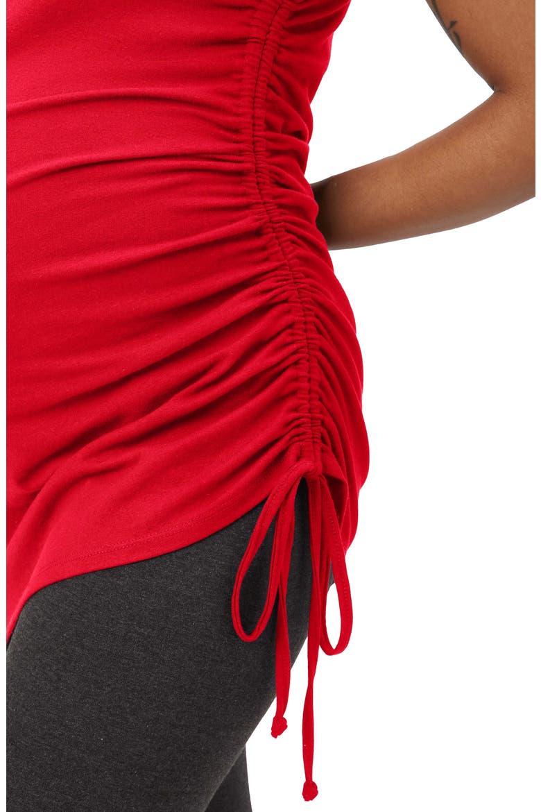 Asymmetrical Drawstring Ruched Maternity Tank, Alternate, color, CRIMSON