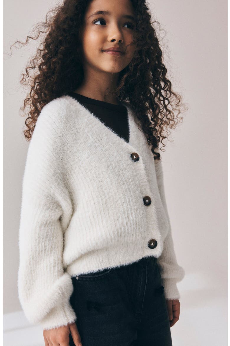Kids' Eyelash Knit Cardigan, Alternate, color, WHITE