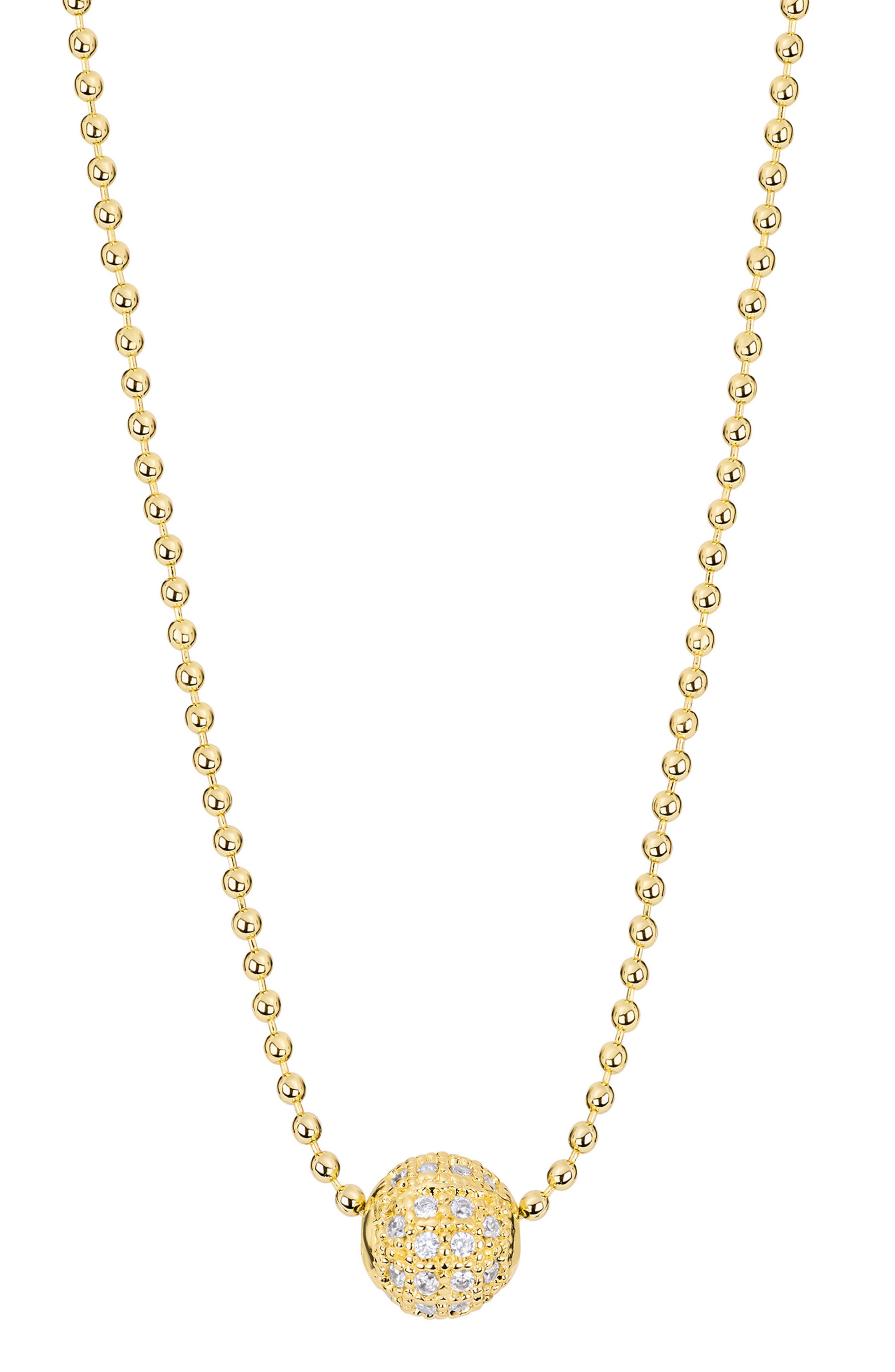 Pavé CZ Ball Beaded Necklace