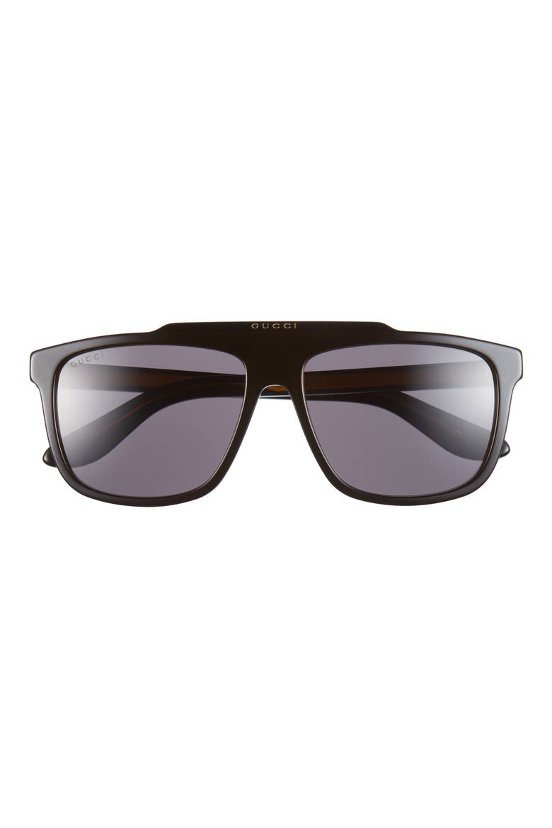 58mm Aviator Sunglasses, Main, color, BLACK BLACK GREY